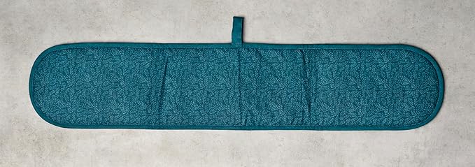 Maison d' Hermine Double Oven Mitts 100% Cotton 7"x35" Double Oven Mitt Heat Resistant BBQ Cooking Gloves with Loop, Baking, Grilling, Home, Kitchen, Handling Hot Pans (Luxury Loft-Dark Teal)