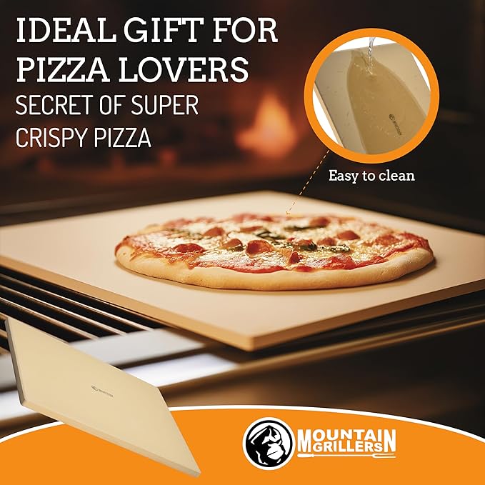 MOUNTAIN GRILLERS Pizza Stone for Oven and Grill BBQ - 12x16-Inch Rectangular Stone - Multi-Purpose Baking Stone for Crispy Crust Pizza, Bread, or Crackers - Ideal Gift for Pizza Lovers
