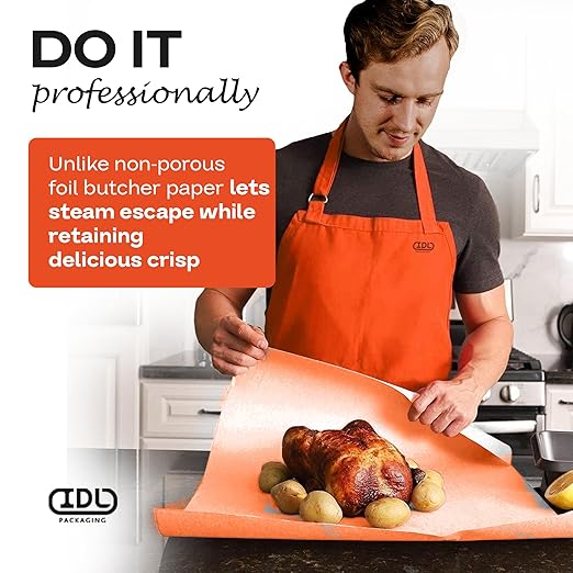 Peach Butcher Paper 18" x 12000" (1000 feet) - USA-Made Natural Butcher Paper Roll for Meat and Fish - Uncoated, Unwaxed & Food-Grade Material for Smoking, Grilling & Barbecue by IDL Packaging