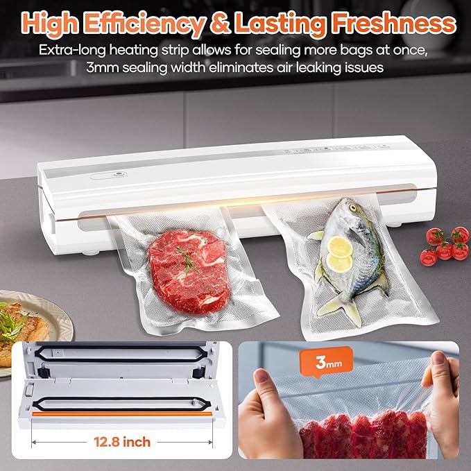 Vacuum Sealer Machine With Vacuum Sealer Bags, Dry/Moist Compact Full Automatic Food Sealer, Air Sealer Machine with Vacuum Seal Rolls, Bag Cutter,