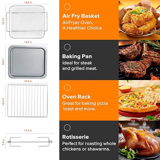 Secura 23 Quart FlashFry Smart Oven with 12 Pre-Setting, Countertop AirFryer Oven with 10-Hour Delay Timer, Save 40% Cooking Time