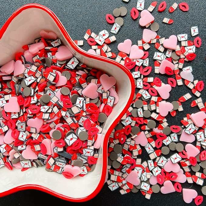 EHOPE Fake Sprinkles Clay Sprinkles Polymer Clay Slices for Nail Art DIY Crafts Cake Phone Case (40G-Letter+Lips-45)