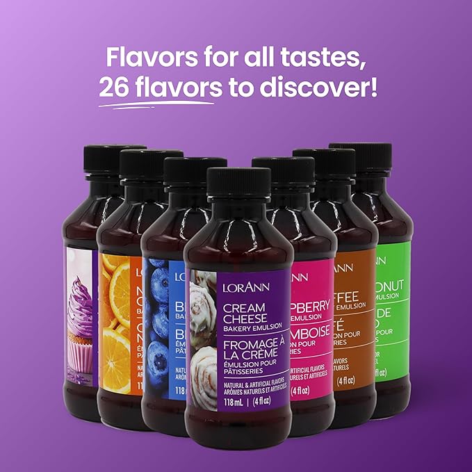 LorAnn Oils Cream Cheese Bakery Emulsion: True Essence, Ideal for Boosting Fruit Tones in Cakes, Cookies & Desserts, Gluten-Free, Keto-Friendly, Extract Substitute Essential for Your Kitchen, 4 Oz