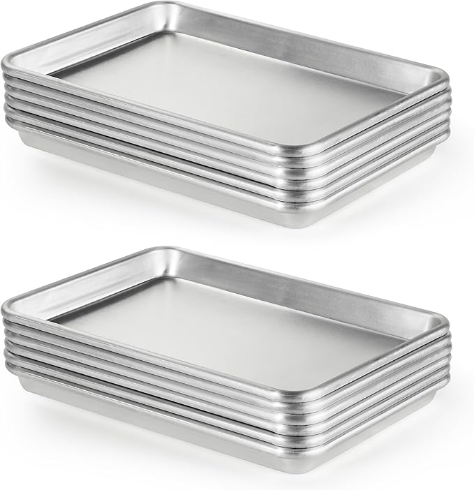 CURTA 12 Pack Aluminum Sheet Pan, NSF Listed Half Size 13 x 9 inch Commercial Bakery Cake Bun Pan, Baking Tray
