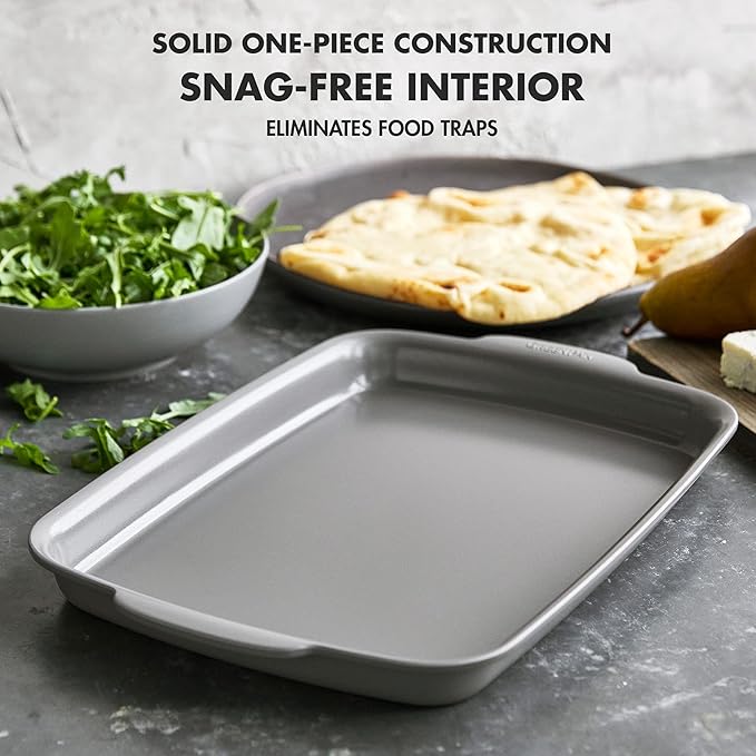 GreenPan Premiere Ovenware Healthy Ceramic Nonstick 18" x 13" Half Rectangular Baking Pan, PFOA & PFAS-Free, Warp-Free Bakeware, Durable Quick Heating Tray, Oven Safe to 600F, Dishwasher Safe, Gray
