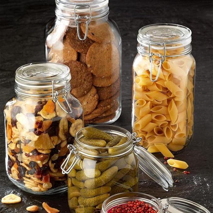 Bormioli Rocco 149240M02121197 Fido Glass Canning Jar Italian 67¾ oz-2 Liter (2 Pack), (Pack of 2), Clear