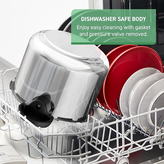 T-fal Clipso Stainless Steel Pressure Cooker 6.3 Quart, Induction, Secure locking System, One Hand System, Recipe Book Included, Cookware, Pots and Pans, Kitchen, Dishwasher Safe, Silver