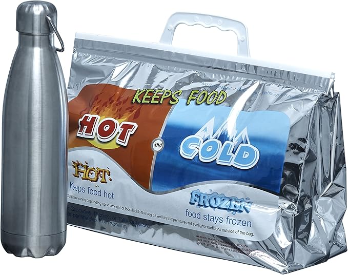 Superio Hot and Cold Insulated Bags for Food Delivery, Grocery Shopping Bags, Food Storage for Hot and Frozen Food for Travel, Disposable Cooler Bag, Reinforced Thermal Lunch Bag (6, 13"x5.5"x8.5")