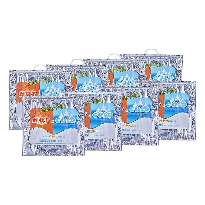 Superio Hot and Cold Insulated Bags for Food Delivery, Grocery Shopping Bags, Food Storage for Hot and Frozen Food for Travel, Disposable Cooler Bag, Reinforced Thermal Lunch Bag (8, 20"x19")