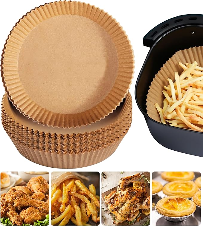 Air Fryer Disposable Paper Liners for Ninja AF101, 125 Pcs Round Parchment Cooking Liner for Airfryer, Microwave Oven, Frying Pan, 6.3 Inch Oil-proof Filters Sheets for 2 3 4 4.5 Qt Baking Basket