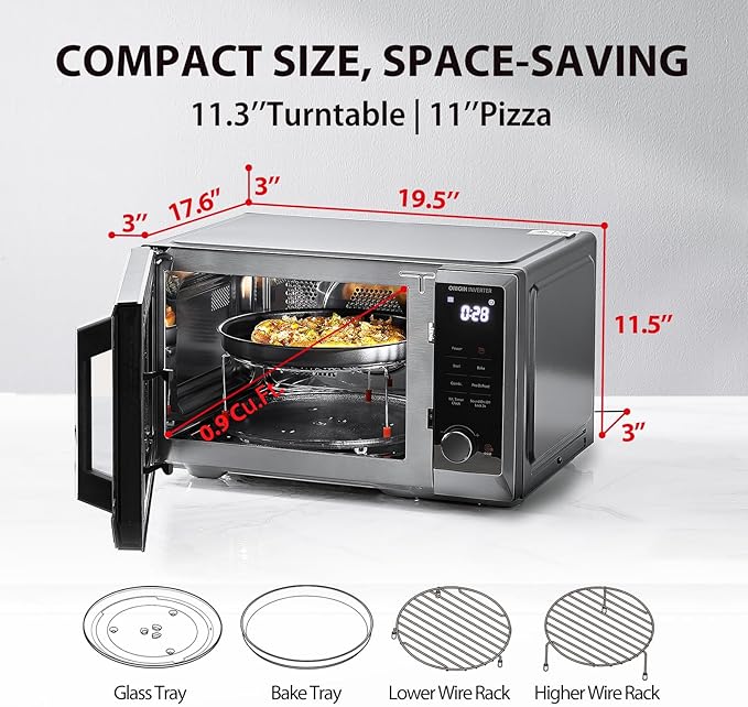 TOSHIBA 6-in-1 Inverter Countertop Microwave Oven Healthy Air Fryer Combo, MASTER Series, Air Fryer, Broil, Convection, Speedy Combi, Even Defrost, Sound On/Off 27 Auto Menu Stainless Steel