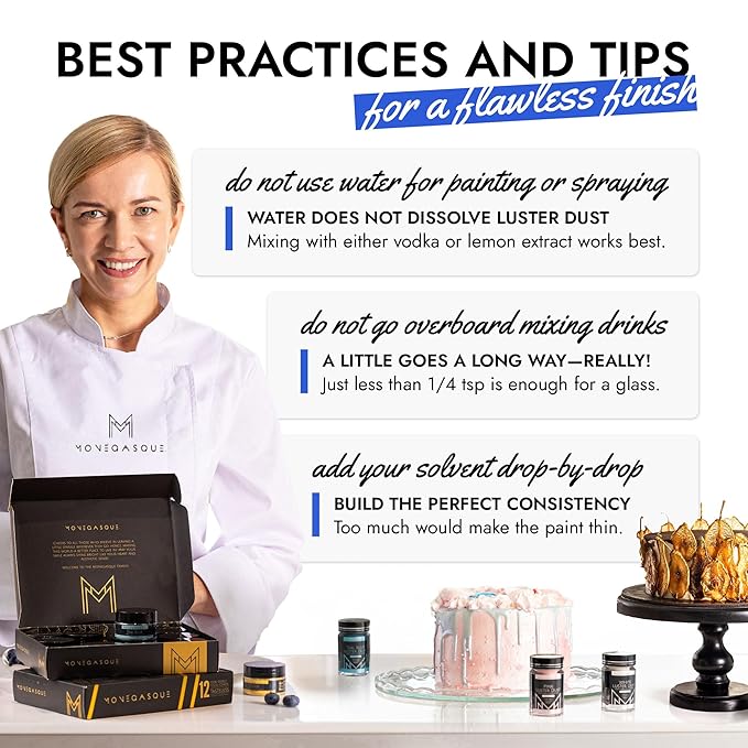 MONÉGASQUE Blue Edible Glitter for Drinks 15g – Halloween Edible Glitter for Cakes & Cocktails - Blue Luster Dust for Cocktail, Cake Decorating, & Food Spray - Strawberries & Drink Shimmer Decorations