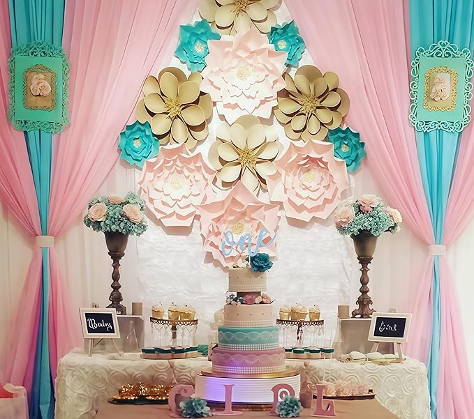 First Birthday Cake Topper - Light Blue Glitter One Cake Decorating Supplies for Girls and Boys, Perfect for Baby Shower/Gender Revealing Party Photo Booth Props