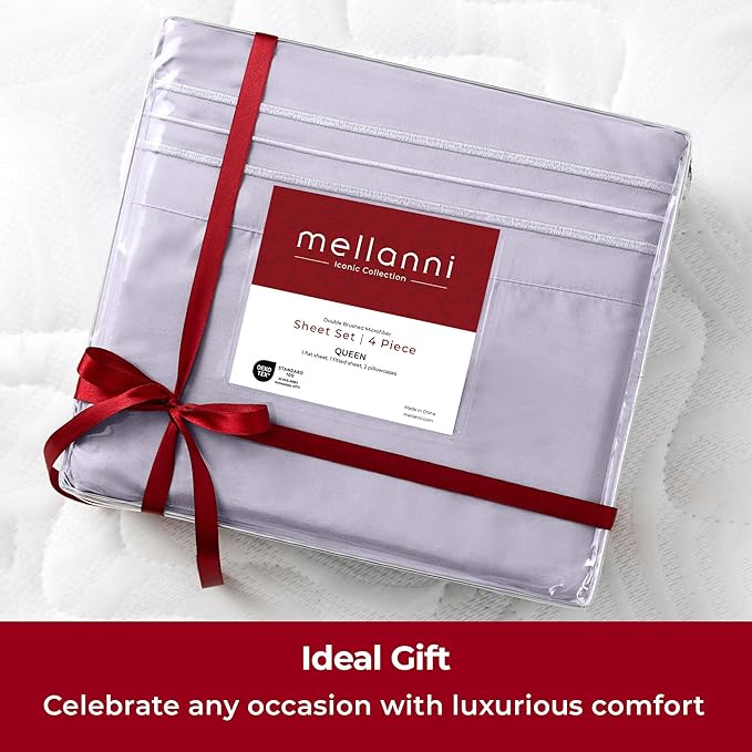 Mellanni Twin XL Sheets Set - 3 PC Iconic Collection Bedding - Hotel Luxury, Extra Soft, Cooling Bed Sheets - Wrinkle, Fade, Stain Resistant (Twin Extra Long, Lavender)