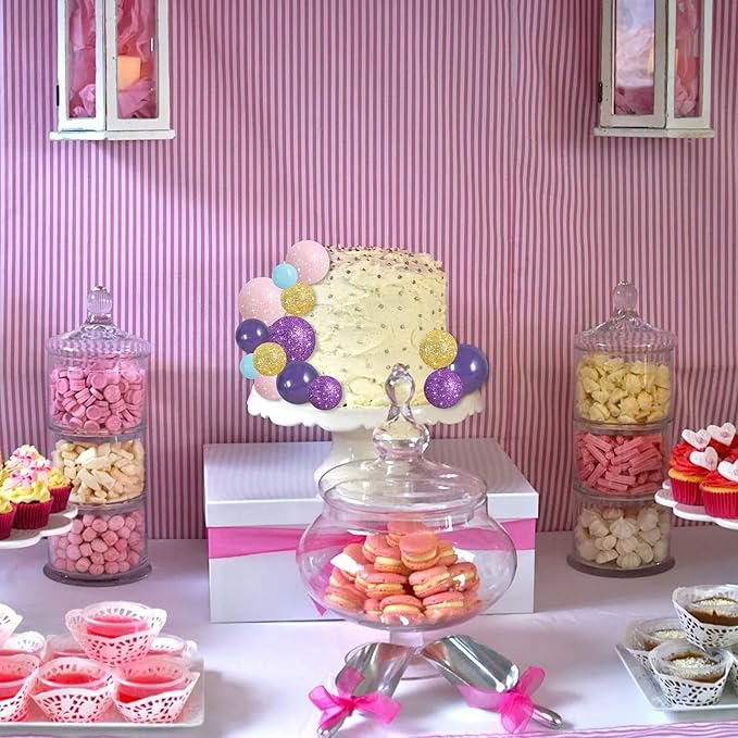 BEISHIDA 40 Pcs Foam Ball Cake Toppers with Sticks Mini Cake Decorations for Birthdays, Weddings, Baby Showers, DIY Baking Supplies, Anniversary Party (Purple, Rose, Gold, Blue)