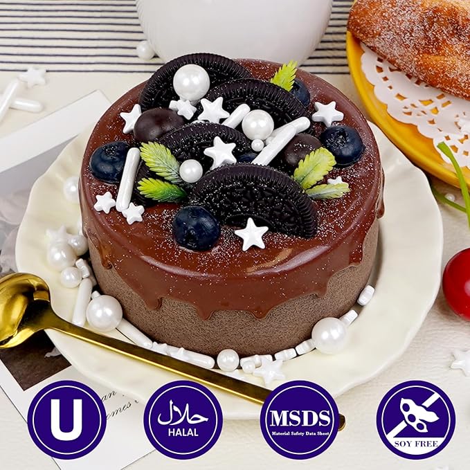 White Pearl Star Rods Sprinkles, Edible Pearls Sugar, 130g/4.58oz, White Sprinkles for Cupcake Decorating, Cupcake Toppers, Cake Decorations