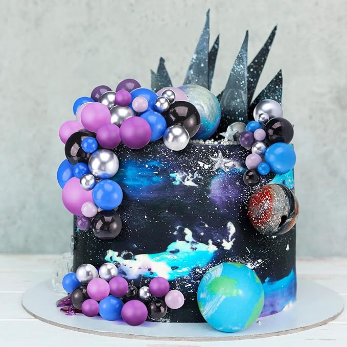 108 Pcs Balls Cake Topper DIY Cupcake Insert Foam Balloons for Cake Baking Wedding Anniversary Birthday Decoration(Elegant Colors,Multi Sizes)