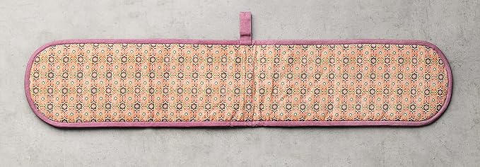 Maison d' Hermine Double Oven Mitts 100% Cotton 7"x35" Double Oven Mitt Heat Resistant BBQ Cooking Gloves with Loop, Baking, Grilling, Home, Kitchen, Handling Hot Pans (Ispahan)