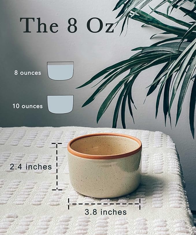 Mora Ceramic Ramekins - 8oz, Set of 6 - Small Oven Safe Baking Dishes/Cups - For Personal Pudding, Creme Brulee, Souffle, Serving Dip, Custard, Ice Cream - Single Mini Bowls - Assorted Neutrals