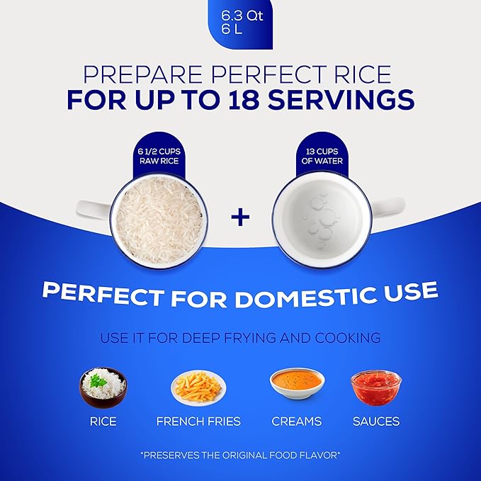 Universal (Medium Size) Caldero 18 Cups - 6.3 QT / 6 L, Stainless Aluminum Pot, Even Heat Distribution and Fast Cooking Dutch Oven Pot, Ergonomic Handles, Ideal for Rice, French Fries, and More