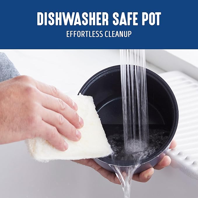 GreenLife Digital Rice Cooker, 2-Cups Uncooked/4-Cups Cooked, Removable Nonstick Ceramic PFAS-Free Pot, One-Touch Presets, Oats, Quinoa, Brown Rice, Auto Keep Warm, Fuzzy Logic Tech, 1.5 QT, Navy Blue