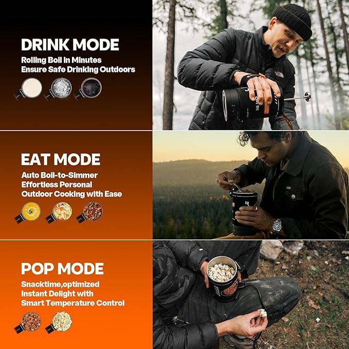 Electric French Press Coffee Maker, Boil Water & Press Coffee 2-in-1, Portable Design for Travel, Camping, 6 Minute Brew Ready