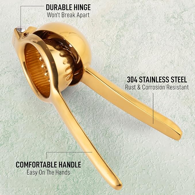 Zulay Extra Large Lemon Squeezer Stainless Steel - Easy Squeeze Heavy Duty Lemon Juicer Hand Press - Ergonomic Citrus Squeezer & Fruit Juicer for Small Oranges, Lemons, & Limes