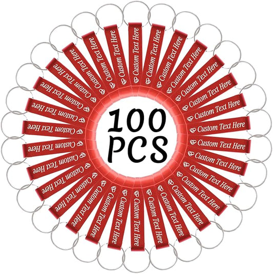 100PCS Personalized Bottle Opener Keychain Bulk Custom Beer Bottle Opener with Logo Text Engraved Wedding Bottle Opener Favors Customized Gifts for Guests Baby Shower Birthday Party-Red