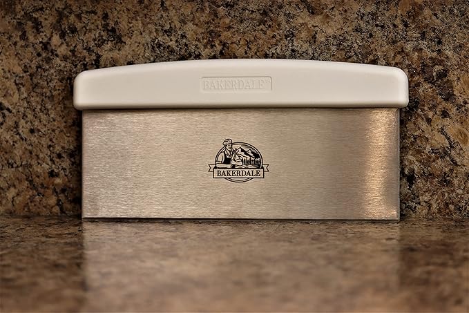 Bakerdale Large Bench/Dough/Cake Scraper, Icing Smoother Spreader, 10-inch Long Stainless Steel Blade, with white Polypropylene Handle