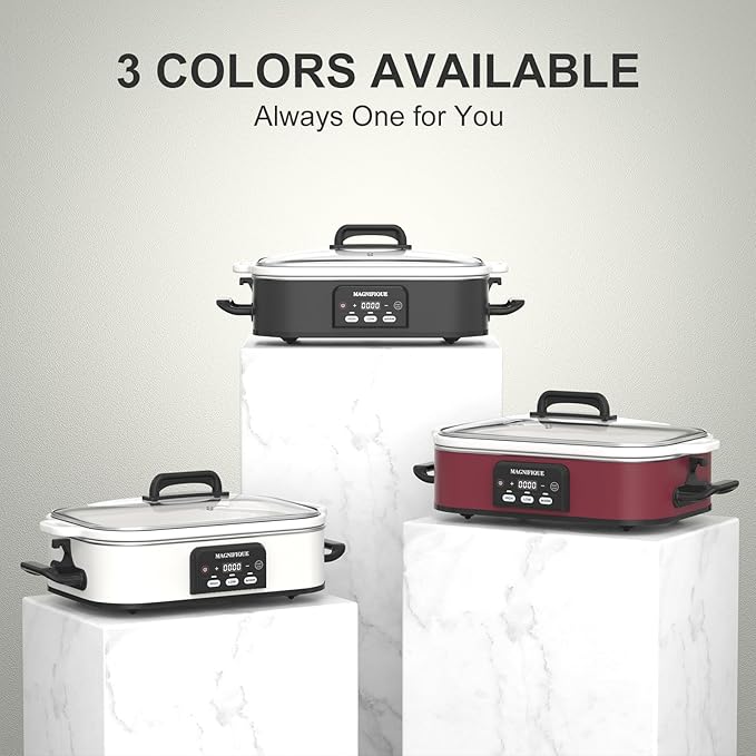 Magnifique 4 Quart Casserole Digital Slow Cooker, Premium Ceramic Bakeware for Oven, Dishwasher Safe Baking Dish,Black