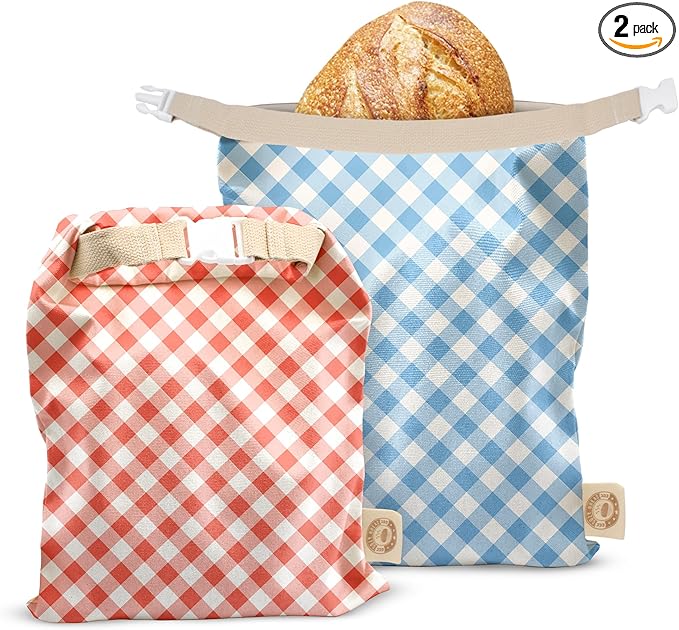Cozy Bread® Reusable Bread Bag Set for Home Bakers | USA Brand | Charming Designs (Gingham)