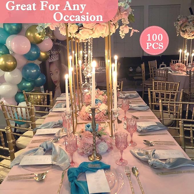 Plastic Wine Glasses，Plastic Goblets Vintage Style Cordial Drinking Glasses for Wedding Reception, Grand Event Party Supplies (100, Pink)