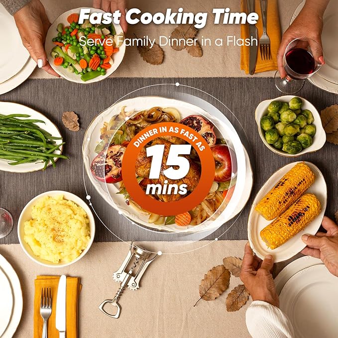 Nuwave Bravo Pro Smart Air Fryer Toaster Oven Combo, 12-in-1 Functions with Quicker & Even Crisp Technology, 1800W, 50-450°F, PFAS-Free, 21QT, Cinnamon