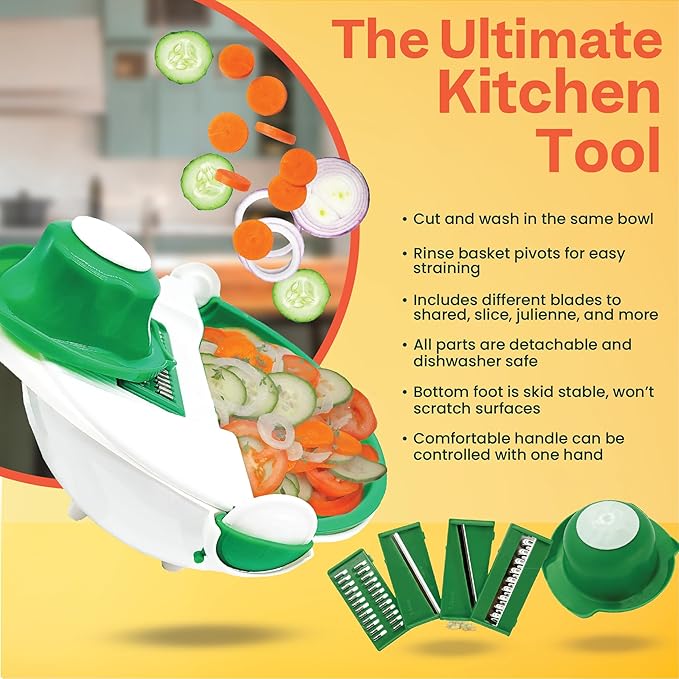 Prep Bowl – Ronnie Neville’s Original As Seen on TV Rinsing Bowl & Multi-Use Kitchen Tool to Shred, Slice, and Rinse, Vegetable & Salad Bowl