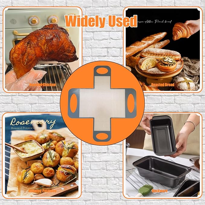 2PCS Reusable Silicone Bread Loaf Pan Liner, Food-Grade Silicone Bread Sling, Sourdough Bread Baking Mat, Loaf Pan Lifters, Non-Stick &Easy Clean Dough Transfer Tool, Fits 9x5 or 1.5lb Loaf Pans,Grey