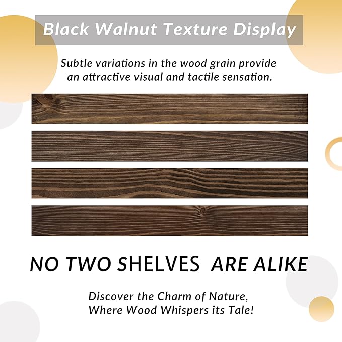 Rustic Floating Shelves 60 inch Long 8 "deep Set of 1, Heavy Duty Wood Wall Mounted Shelves for Bathroom Living Room Kitchen,Book Shelves with Thickened Hidden Bracket- Walnut