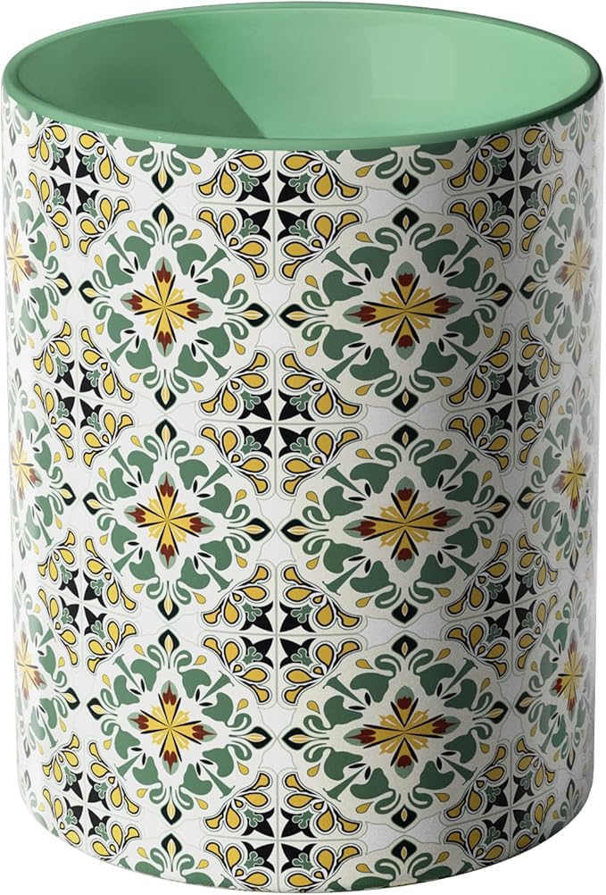 Ceramic Kitchen Utensil Holder for Countertop, Large Mediterranean Utensil Crock ,Green