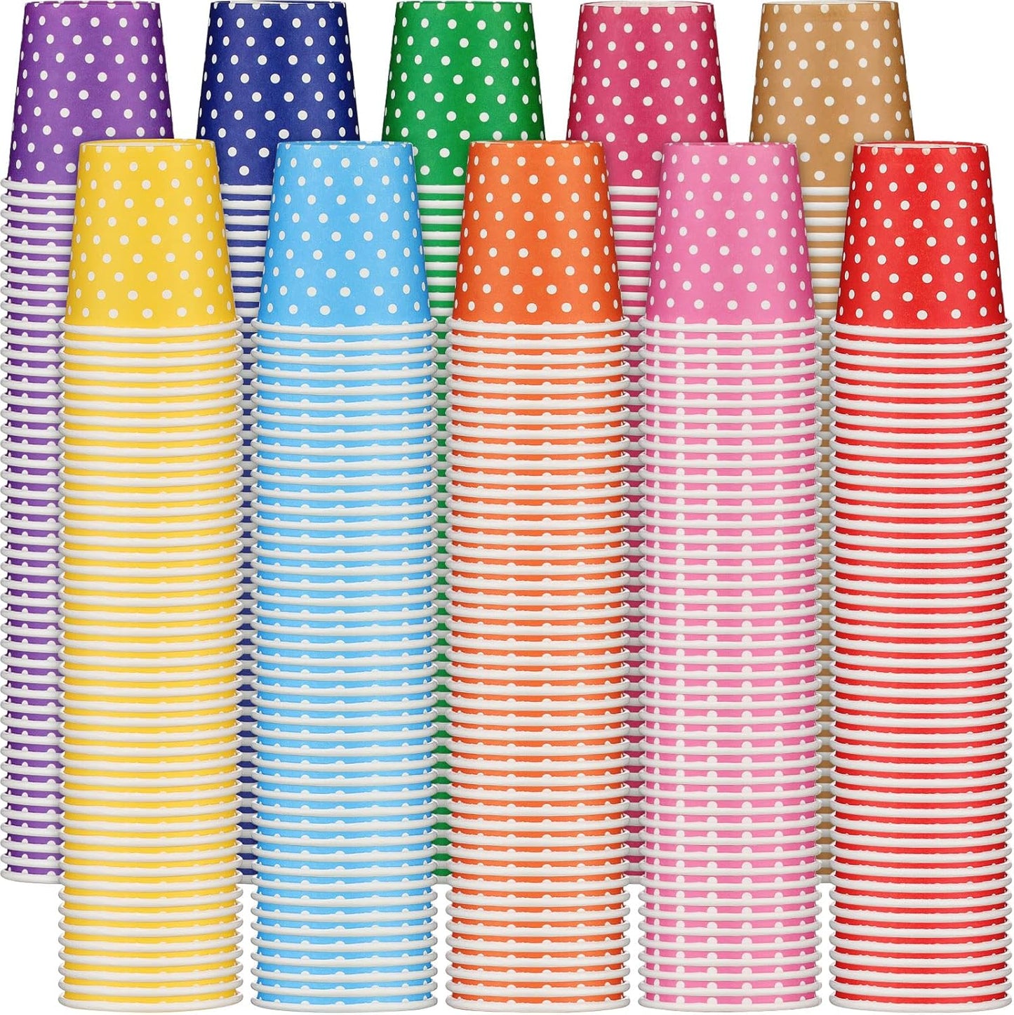 Thenshop 1000 Pack 5oz Paper Cups, Multicolor Small Disposable Cups, Dot Beverage Drinking Mini Mouthwash for Parties, Picnic, Travel, Barbecues and Event, 10 Colors