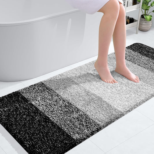 OLANLY Bathroom Rugs Mat 50x30, Extra Soft Absorbent Microfiber Bath Rugs, Rubber Backing, Quick Dry, Machine Washable Bath Mats for Bathroom Floor, Tub and Shower, Home Decor Accessories, Black