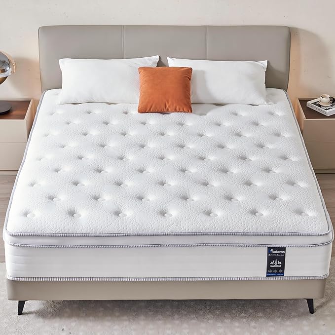 King Mattress, 12 Inch Hybrid Mattress in a Box, Memory Foam and Individual Pocket Springs, Fiberglass Free, Soft and Breathable, Medium Firm Feel