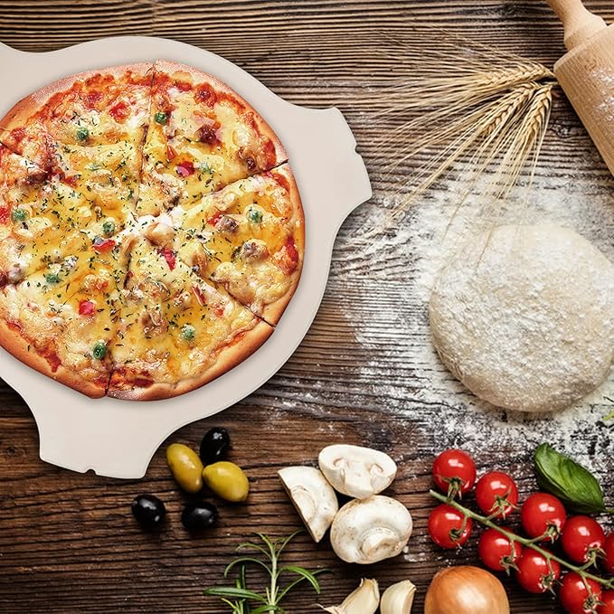 Ceramic Plate Setter for Large Big Green Egg Accessories, Heat Deflector, Ceramic Fluted Pizza Stone for Other 18" Kamado Grill(No Elevated Feet)