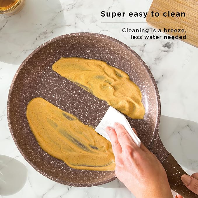 15Pcs Pots and Pans set for cooking nonstick, Aluminum cookware set with glass lids, Coffee maker and nylon kitchen tools, Induction safe, PFOA-free (15)