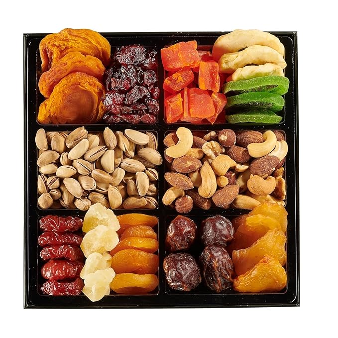Dried Fruit & Nuts Gift Basket Arrangement Platter, Gourmet Food Snack Box, For Christmas, New Years, Birthday Care Package, Healthy Kosher - Her Him - 12 Snackberry Assortment (2-Pack)