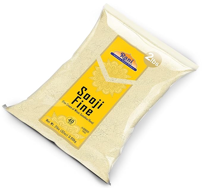 Rani Sooji Fine (Farina, Suji, Rava, Wheat) Flour 32oz (2lbs) 908g ~ All Natural | Vegan | NON-GMO | Kosher | Indian Origin