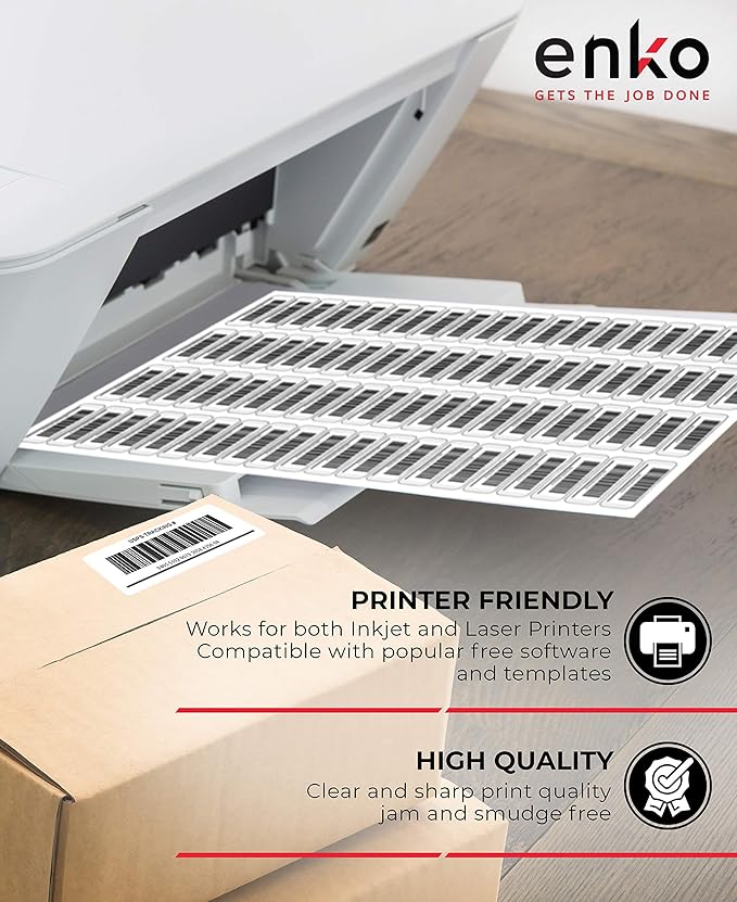 enKo 3-1/2 x 5 inches Label - White Blank - 4 Up Per Sheet Shipping Address Mailing Labels for Laser Inkjet Printer (300 Sheets, 1200 Labels)