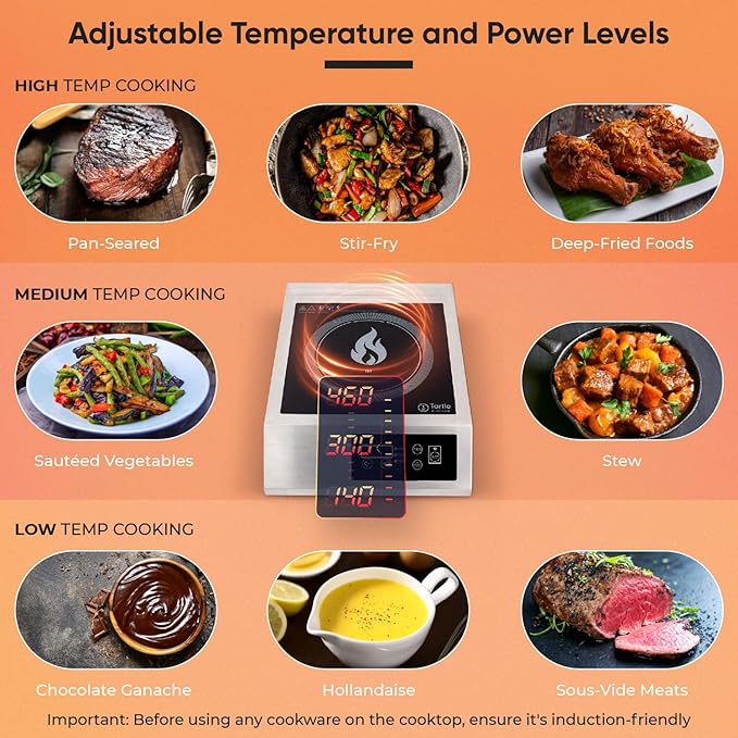 Commercial Induction Cooktop Burner - Professional 3400W 240V Induction Cooker Countertop Burners with Wider 9" Coil & 5 Cooling Fans - Portable Stainless Steel Electric Magnetic Range Stove Top