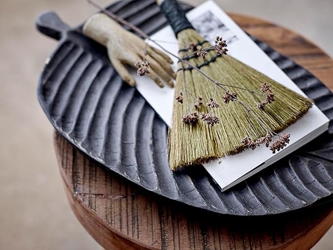 Creative Co-Op Whisk Brooms with Yarn Wrapped Handles, Multi Color Neutrals, Set of 4