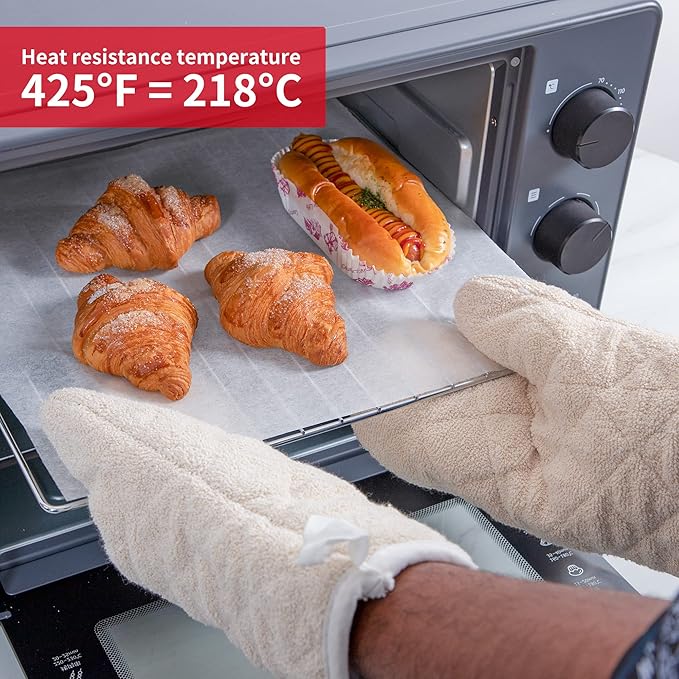 Terry Cloth Oven Mitts Heat Resistant to 482° F 15 Inch 100% Cotton Set of 2