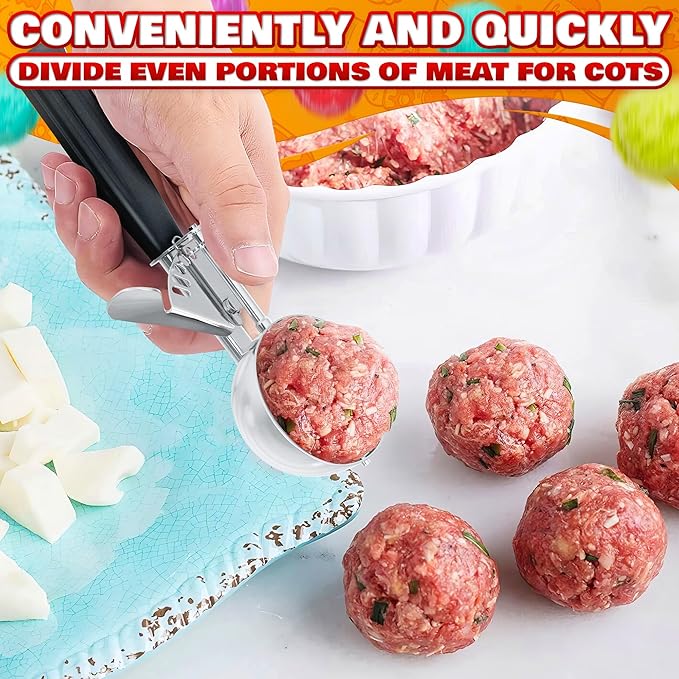 1 Oz Ice Cream Scoop with Trigger #30 - Versatile 1 Oz Scoop for Gelato, Cookie Dough Baking, Sorbet & Meatballs - Rust-Resistant Stainless Steel, Easy to Clean in Dishwasher, Non-Slip Handle