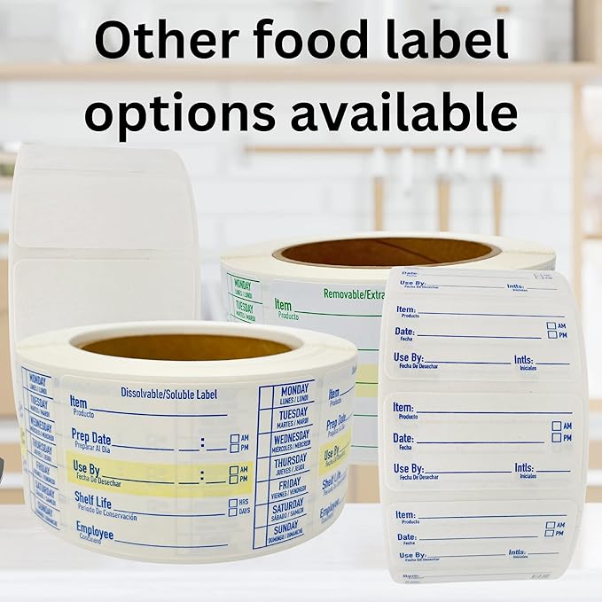 2x1 Dissolvable Food Labels, 250 Label Stickers, Bottle Labels for Storage Bins, Sticker Labels for Food containers, (250, Black)